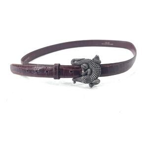 Barry Kieselstein Cord Sterling Silver Alligator Buckle & Alligator Skin Belt 40